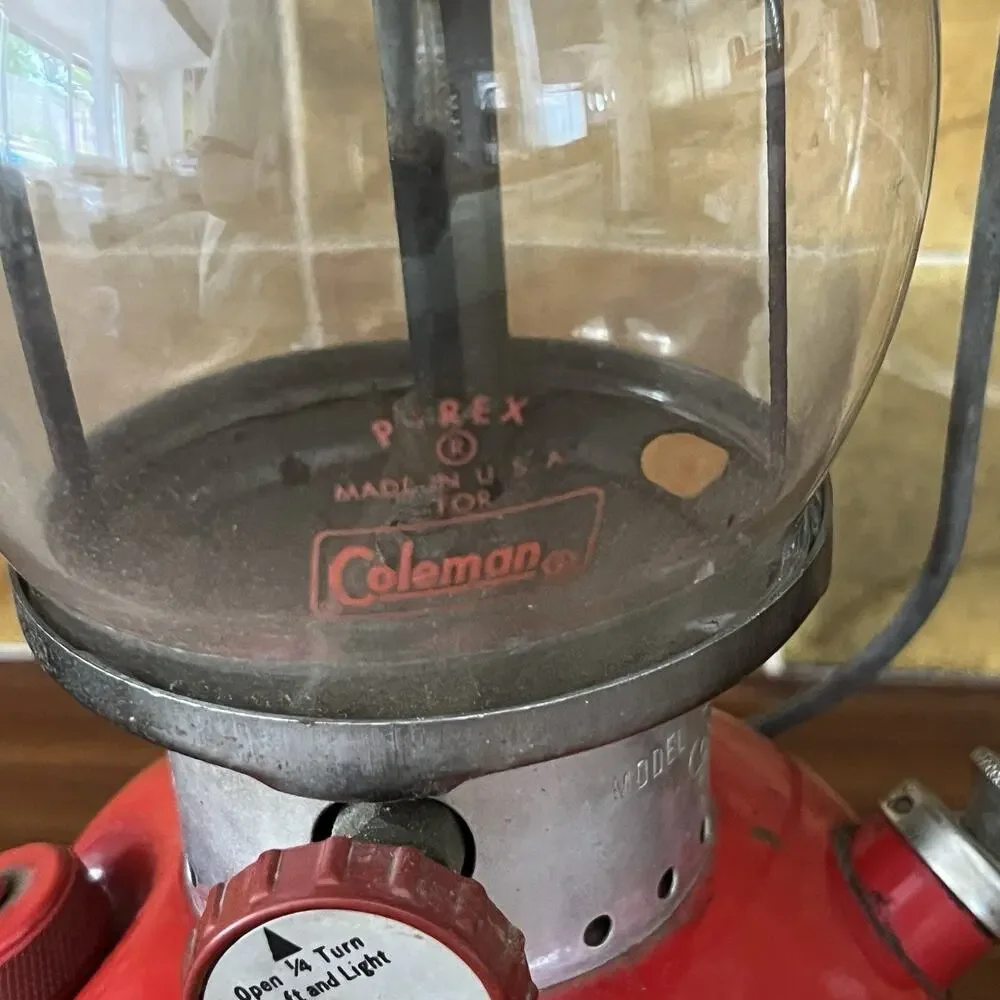 Vintage Coleman Red Gas Single Mantle Camping Lantern